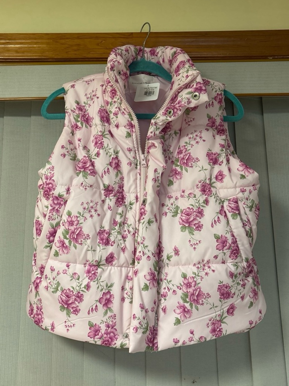 Panache Pink Floral Quilted Puffer Vest